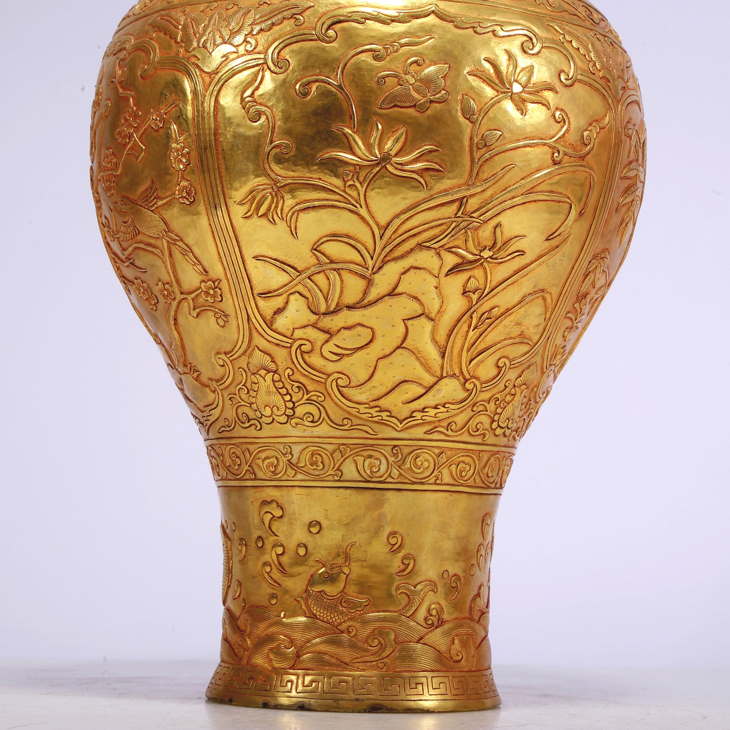 An Excellent Gilt-Bronze 'Bird& Flower' Vase