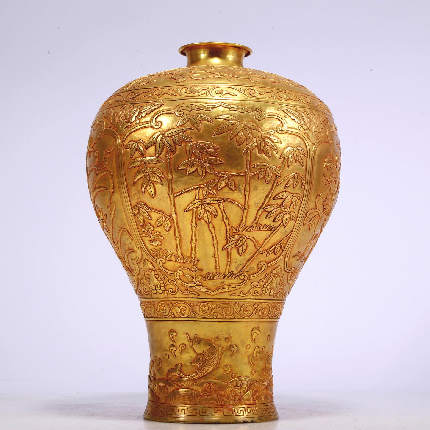 An Excellent Gilt-Bronze 'Bird& Flower' Vase