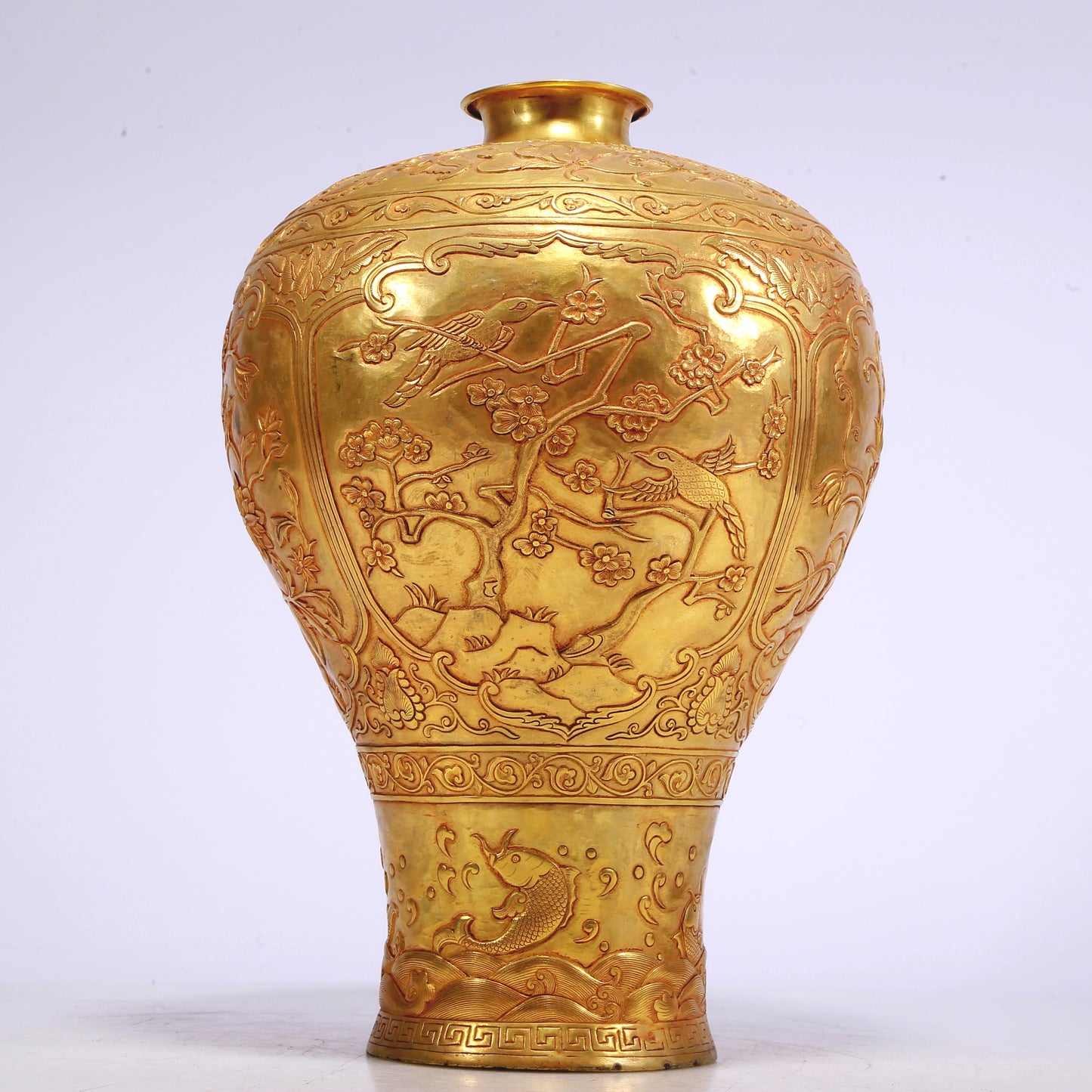 An Excellent Gilt-Bronze 'Bird& Flower' Vase