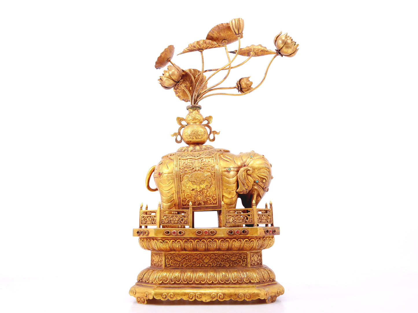 A pair of precious gilt bronze elephant ornaments