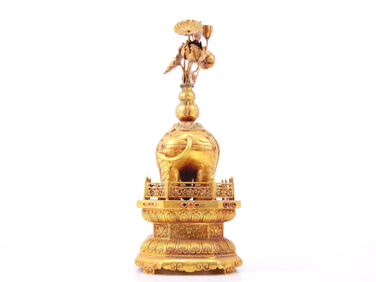 A pair of precious gilt bronze elephant ornaments