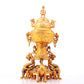 An exquisite gilt bronze double-eared stove with dragon and phoenix patterns and lid