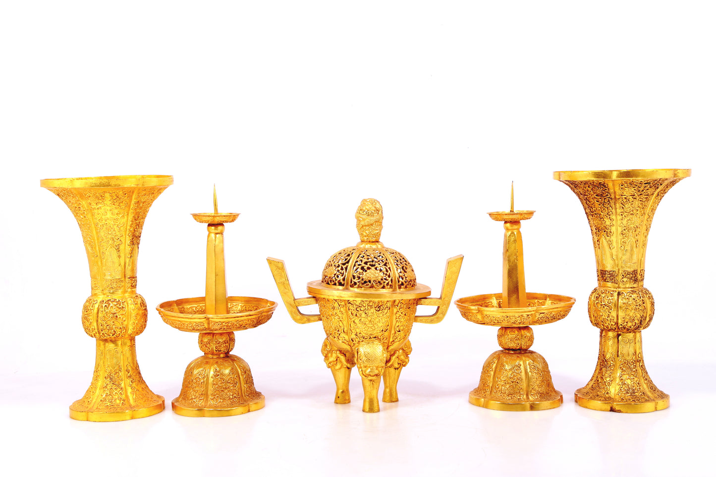 A set of precious gilt bronze ornaments