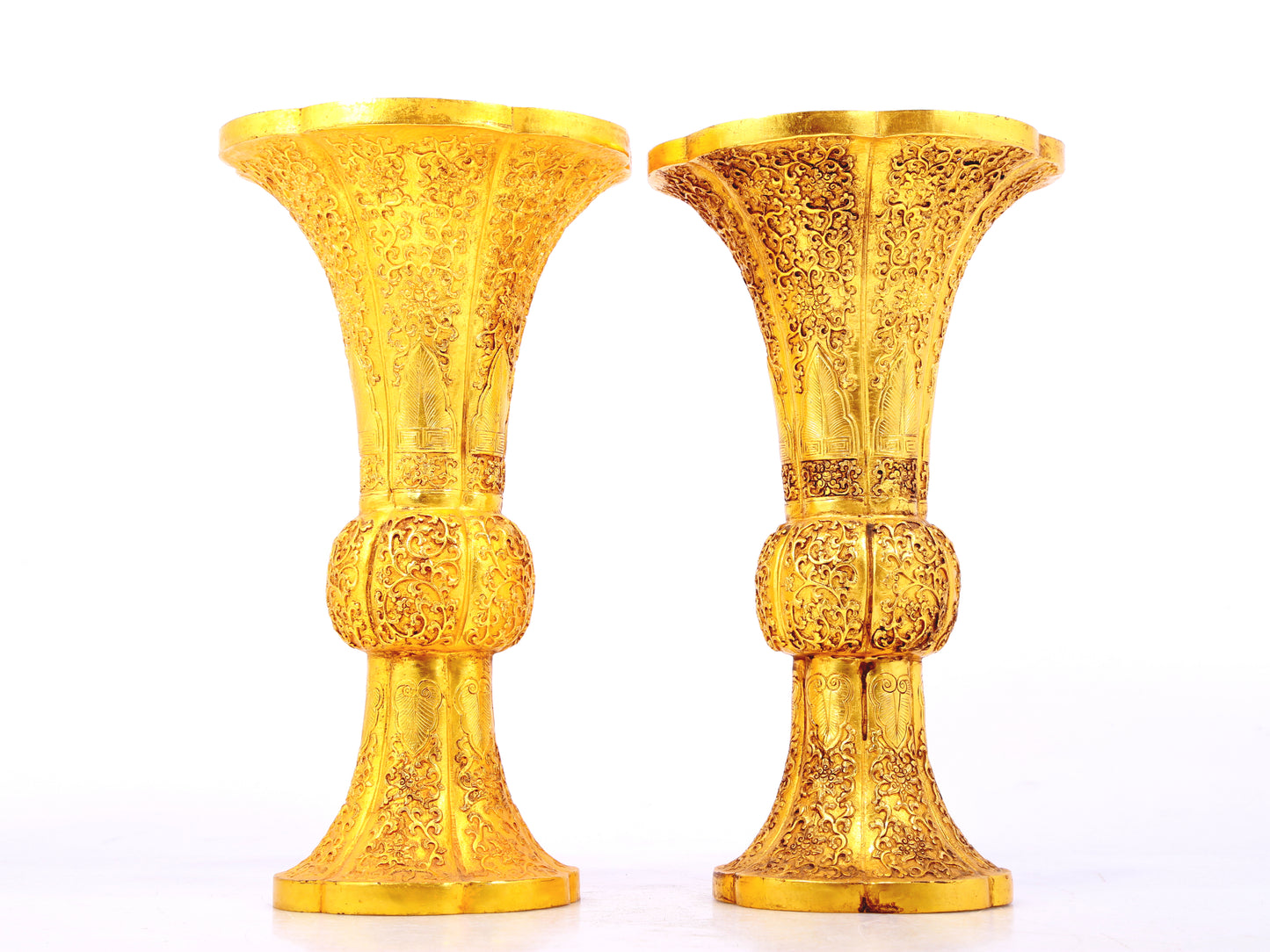 A set of precious gilt bronze ornaments