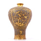 A perfect pair of gilt bronze and silver vases with flowers and birds