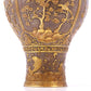 A perfect pair of gilt bronze and silver vases with flowers and birds