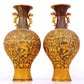 A perfect pair of gilt bronze amphora with lotus, auspicious and animal patterns