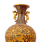 A perfect pair of gilt bronze amphora with lotus, auspicious and animal patterns