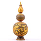 An exquisite gilt bronze bottle with dragon and phoenix patterns and lid