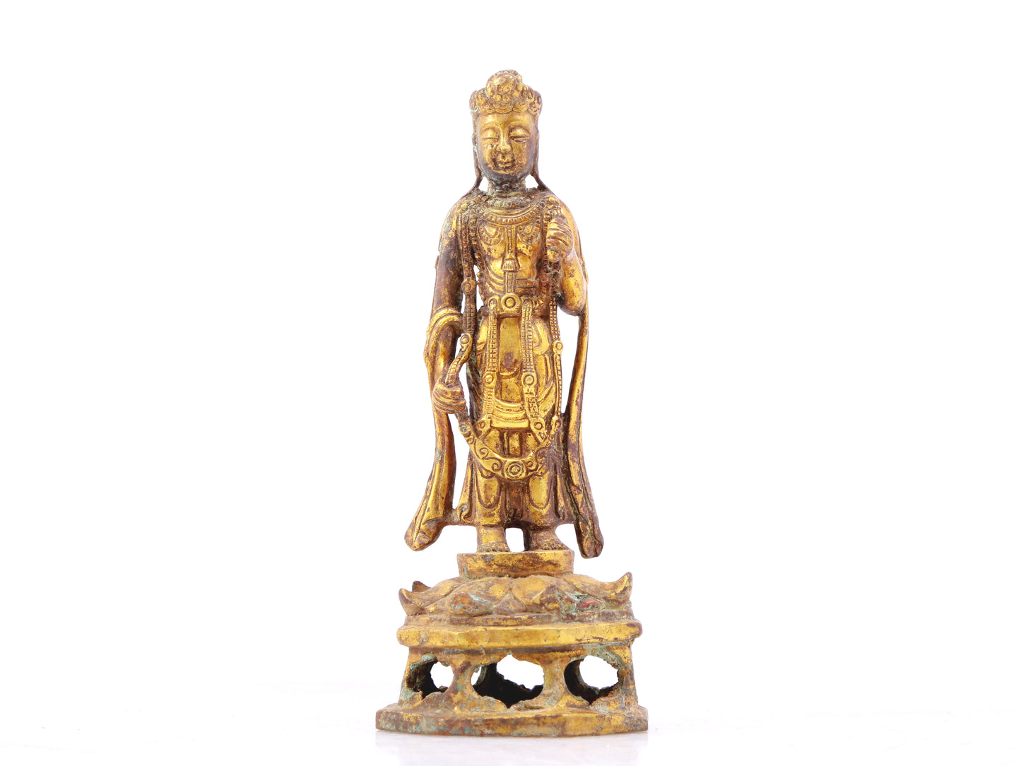 A sacred gilt bronze statue of Bodhisattva