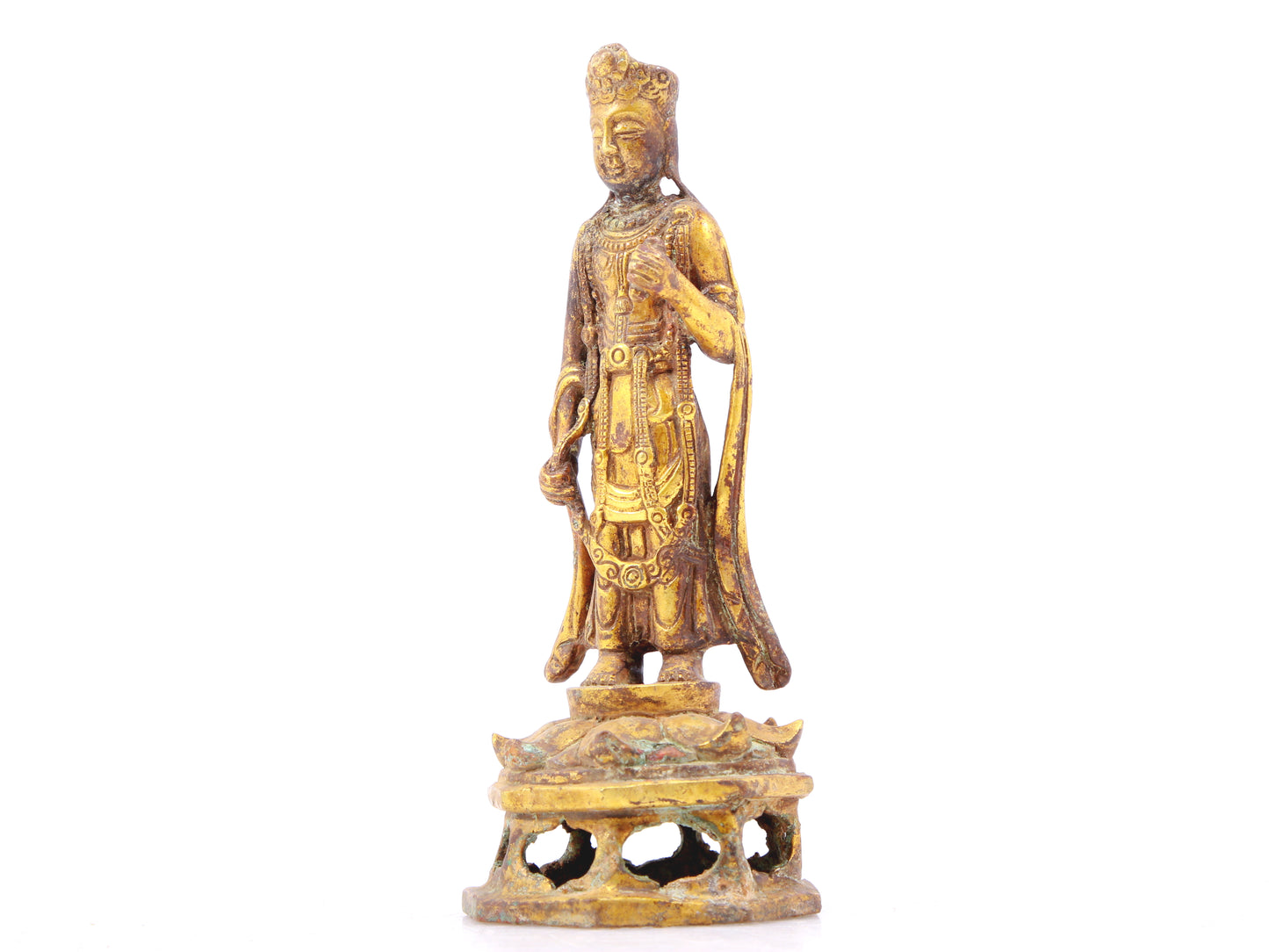 A sacred gilt bronze statue of Bodhisattva