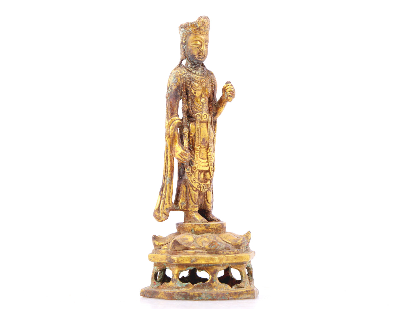 A sacred gilt bronze statue of Bodhisattva