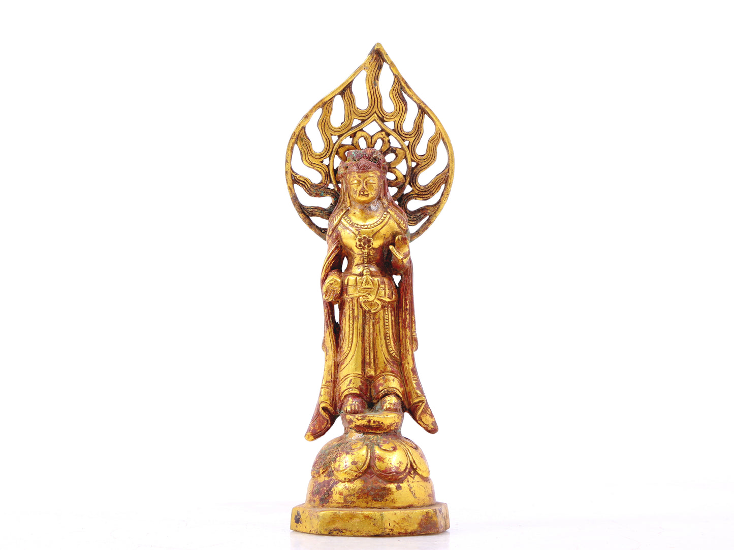 A sacred gilt bronze statue of Bodhisattva