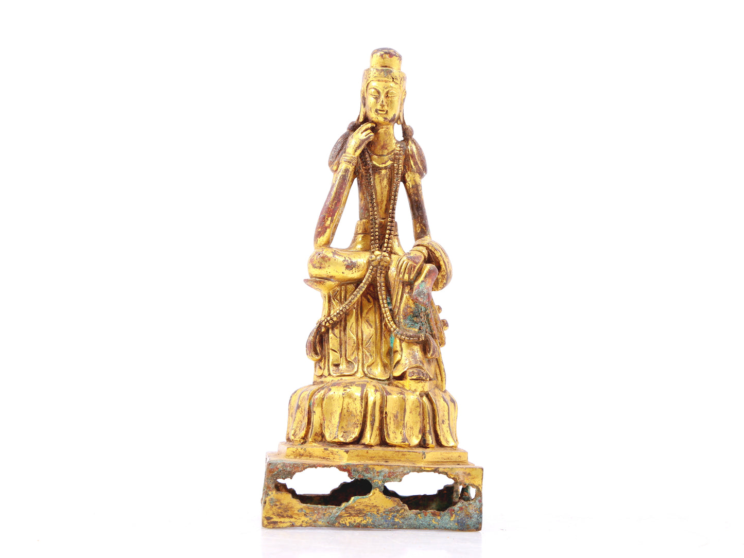 A sacred gilt bronze statue of Bodhisattva