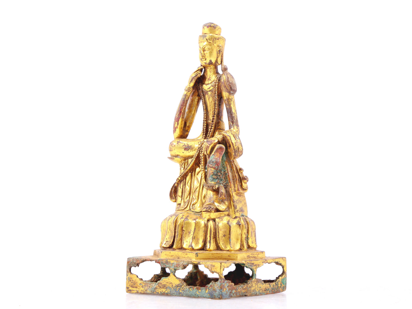 A sacred gilt bronze statue of Bodhisattva