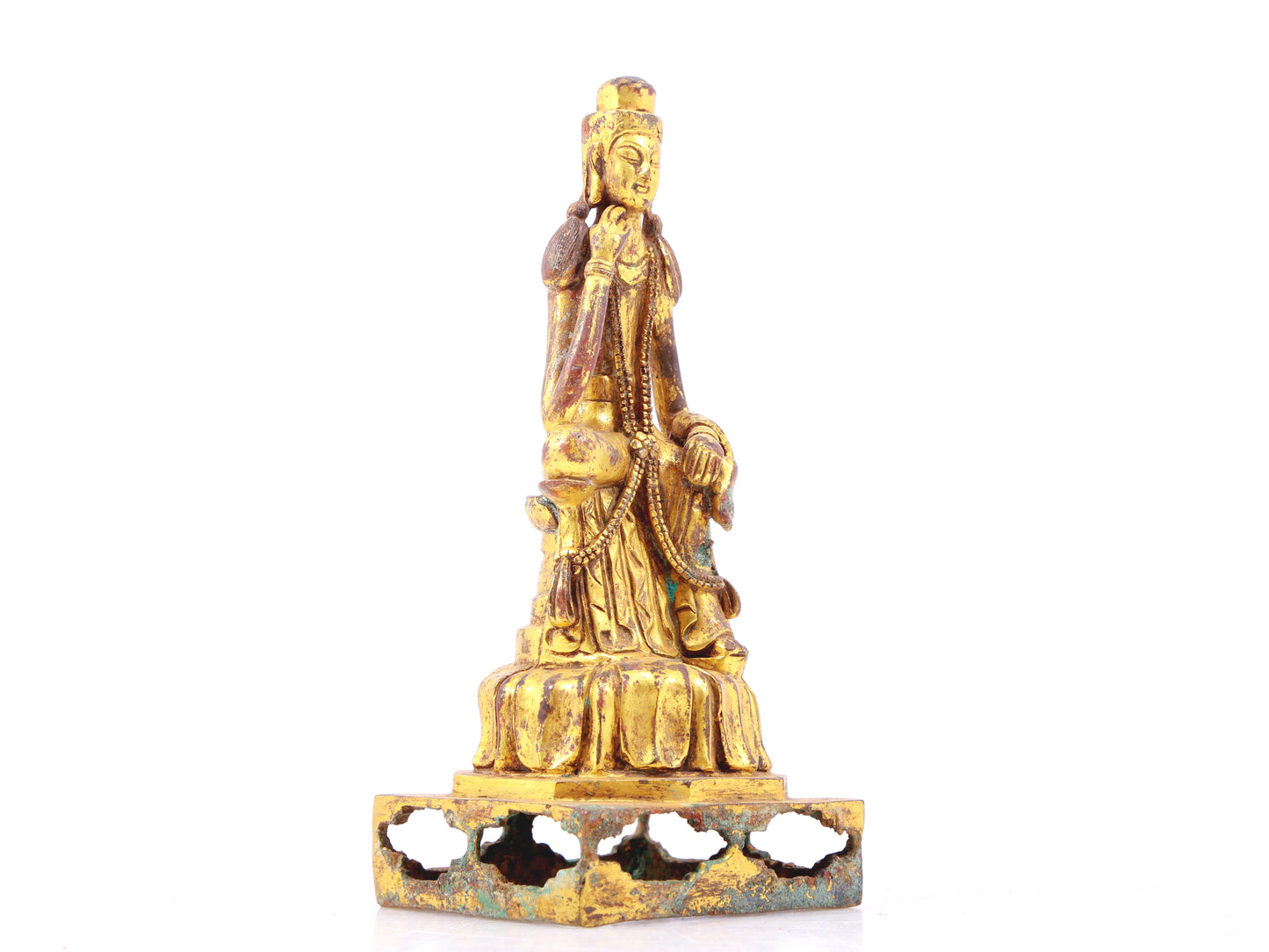 A sacred gilt bronze statue of Bodhisattva