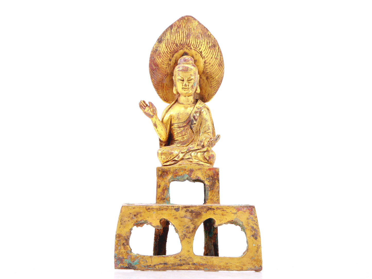 A sacred gilt bronze statue of Gautama Buddha