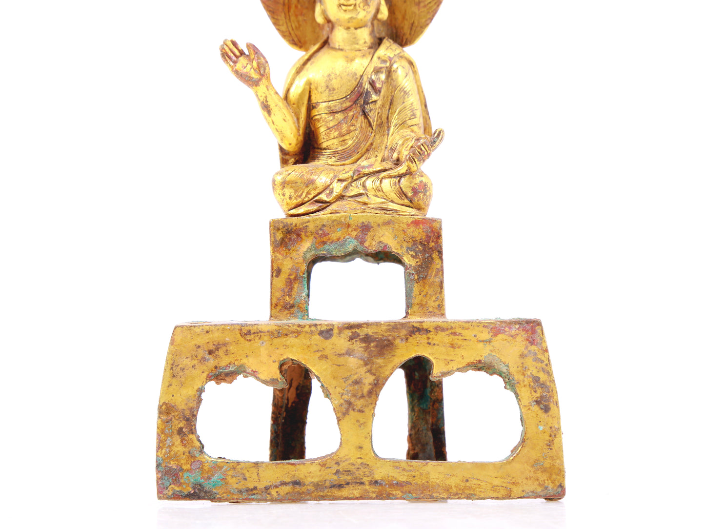 A sacred gilt bronze statue of Gautama Buddha