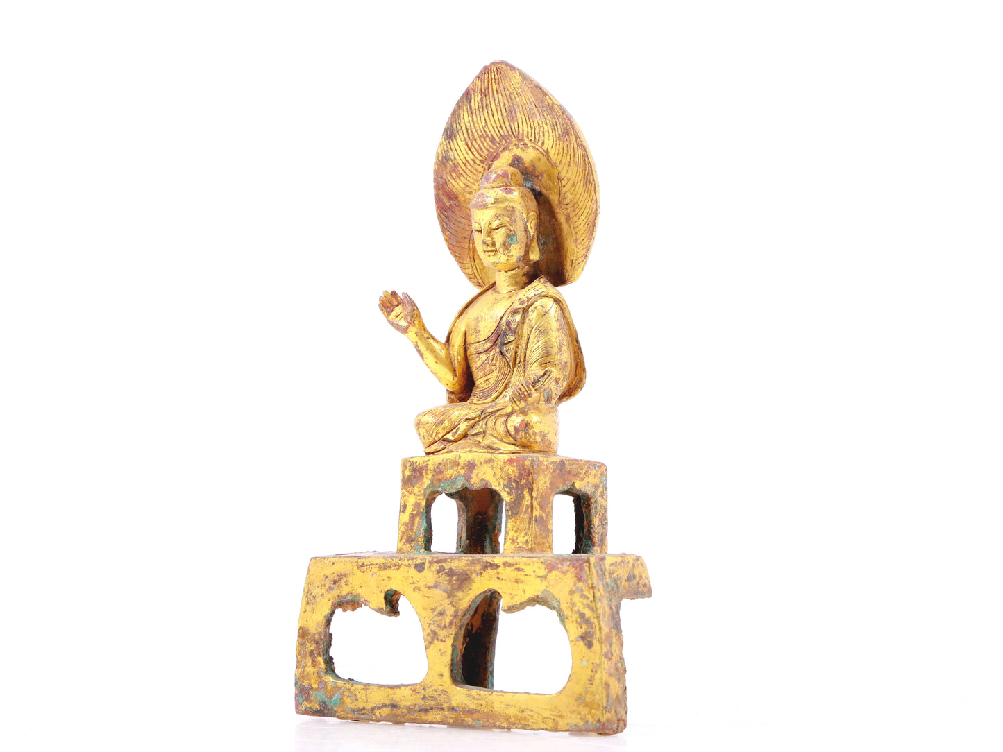 A sacred gilt bronze statue of Gautama Buddha