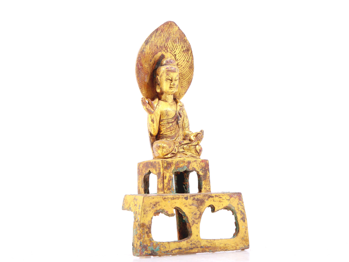 A sacred gilt bronze statue of Gautama Buddha