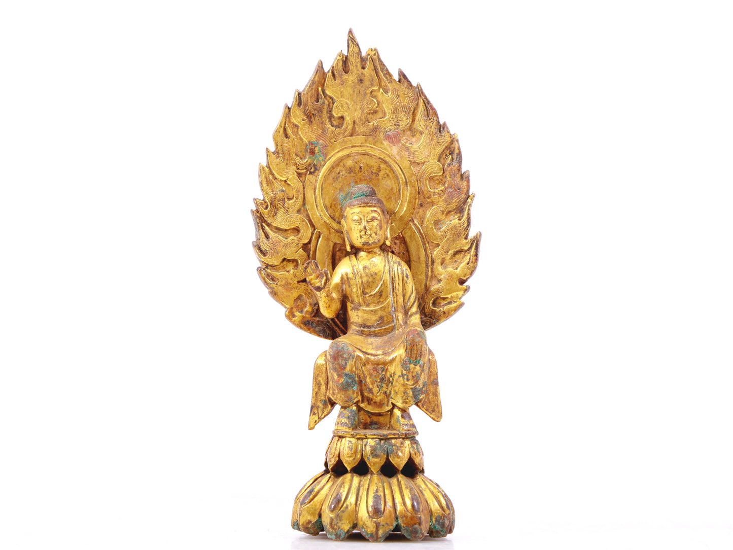 A sacred gilt bronze statue of Gautama Buddha