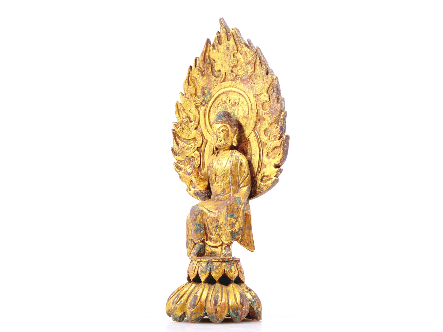 A sacred gilt bronze statue of Gautama Buddha