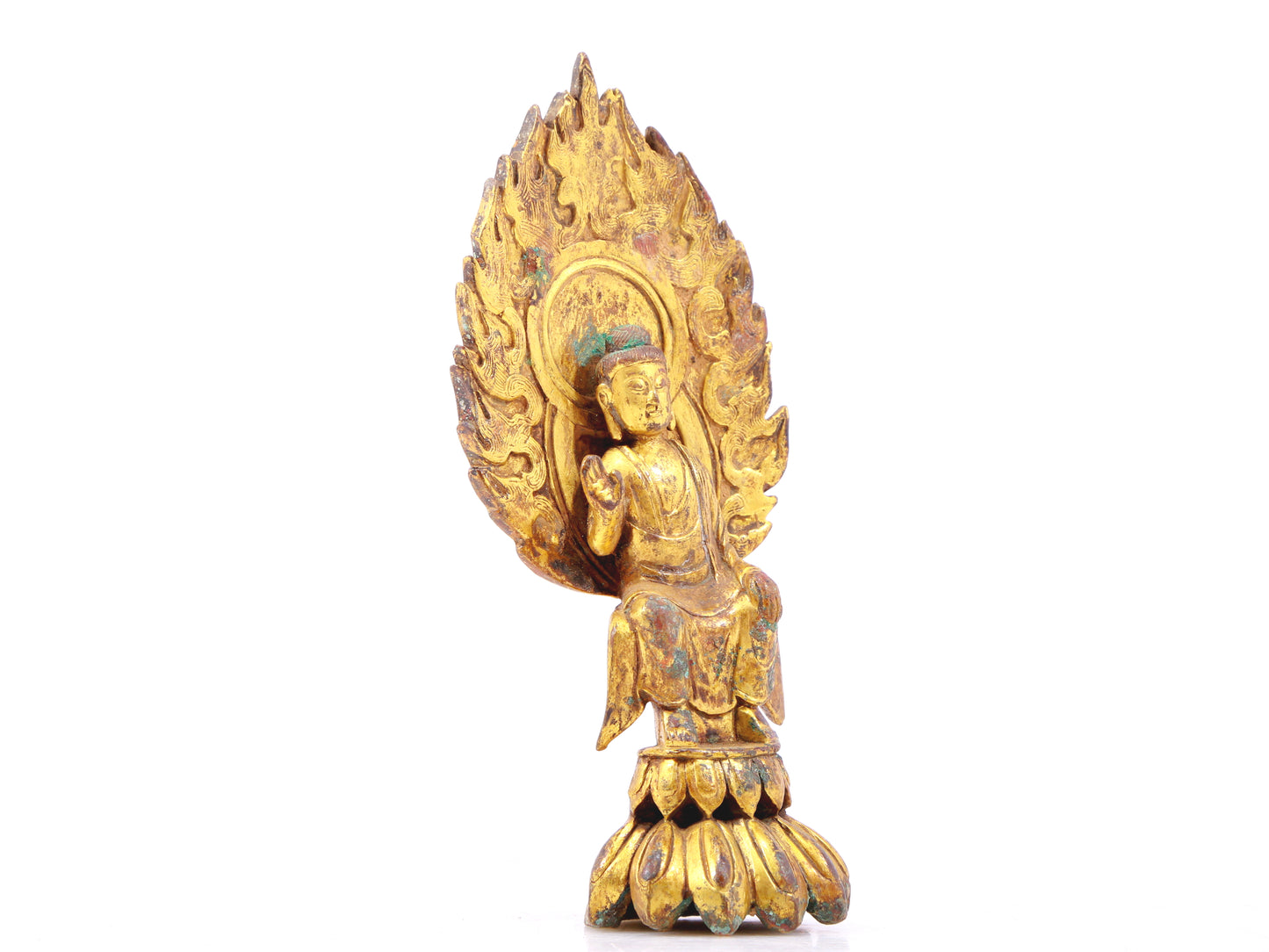 A sacred gilt bronze statue of Gautama Buddha