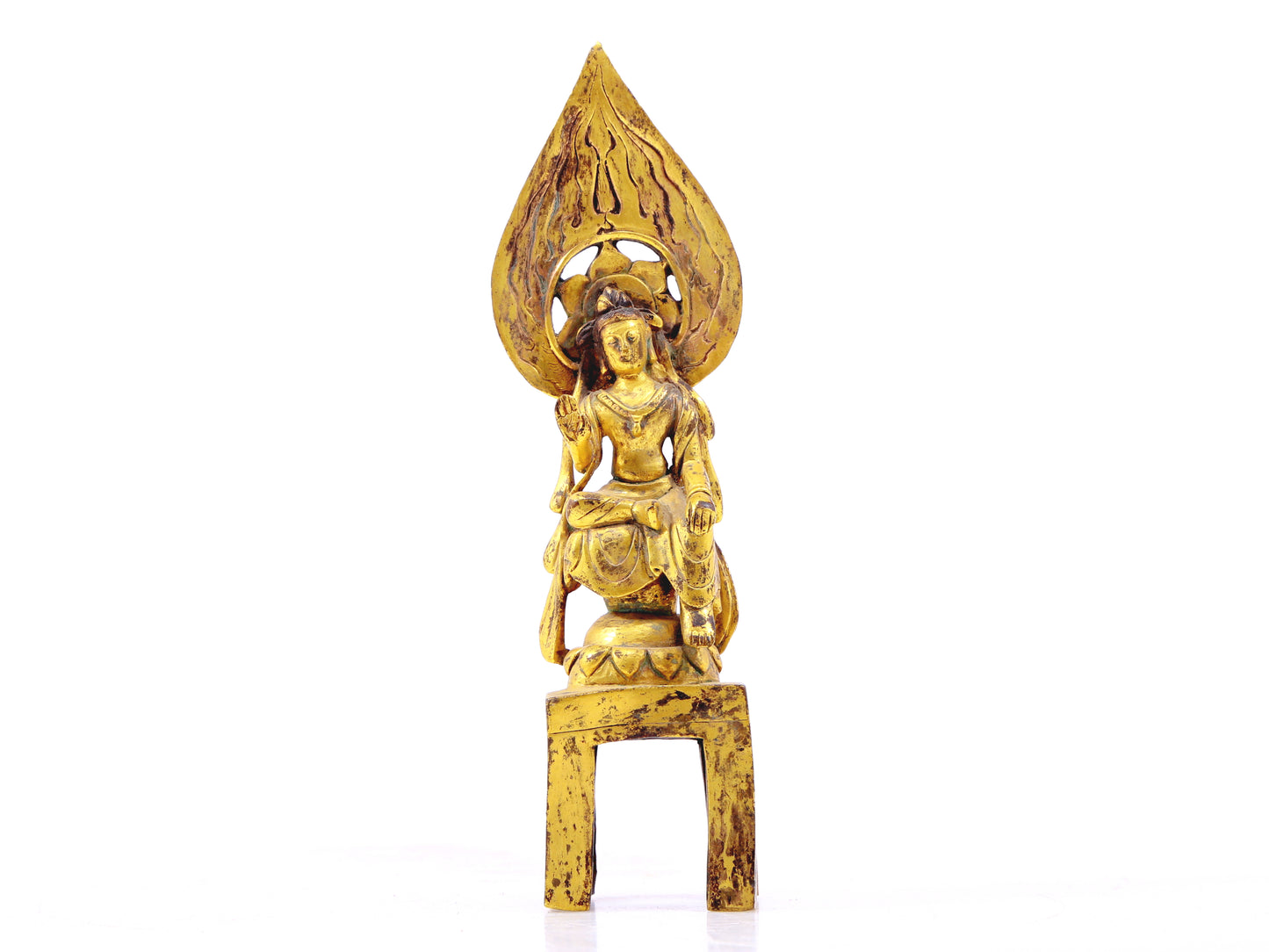 A sacred gilt bronze statue of Bodhisattva