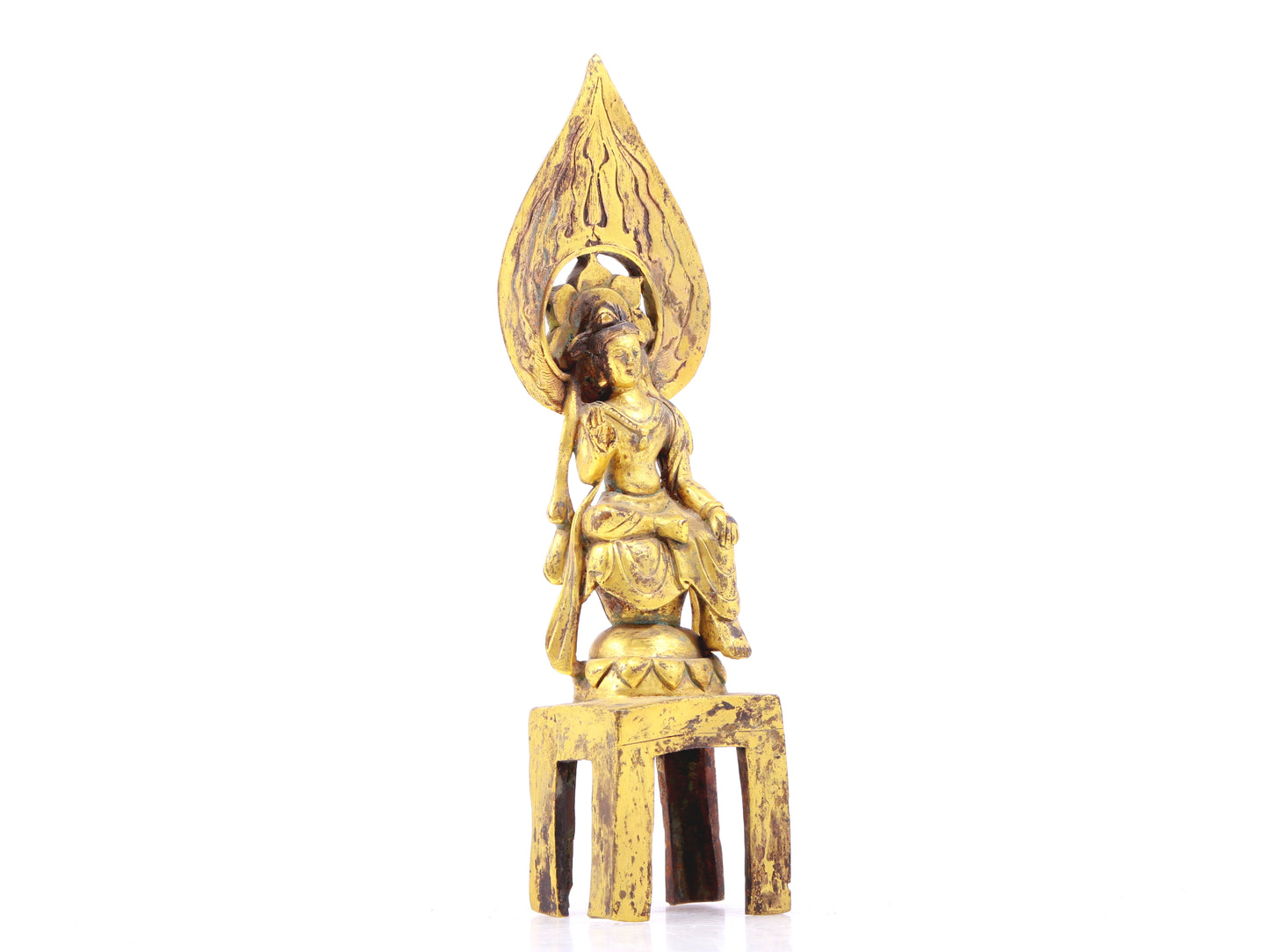 A sacred gilt bronze statue of Bodhisattva