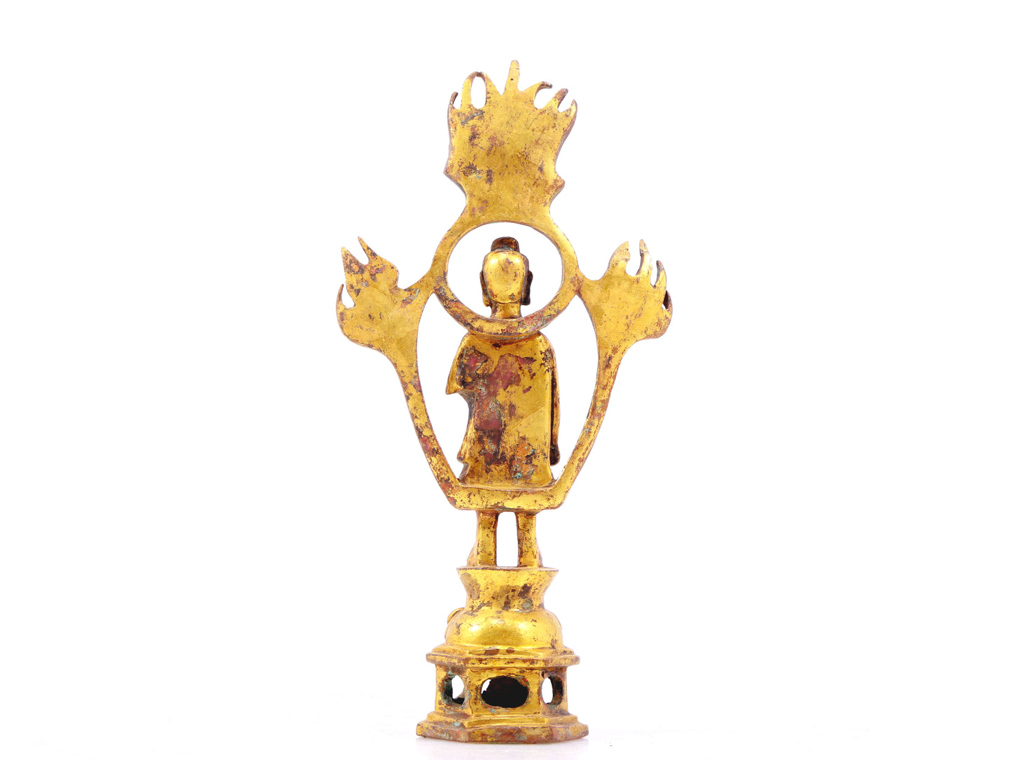 A sacred gilt bronze statue of Gautama BuddhaA sacred gilt bronze statue of Gautama Buddha