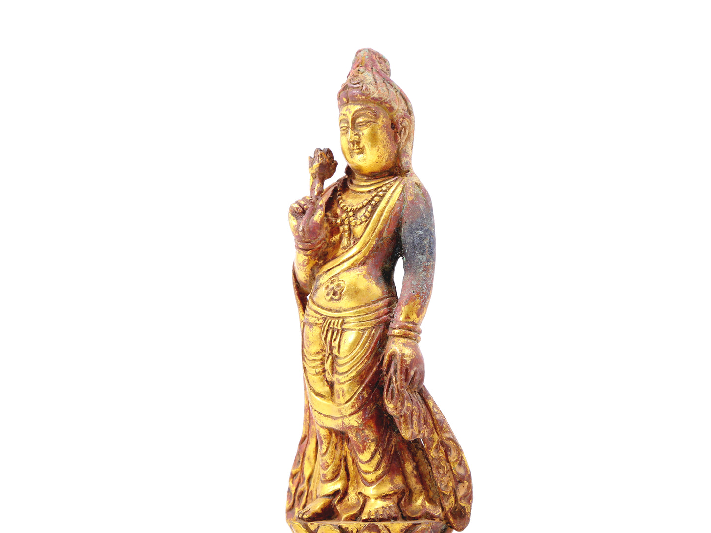 A sacred gilt bronze statue of Gautama Buddha