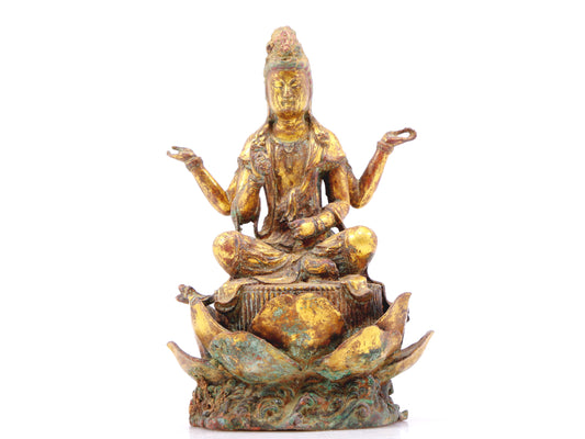 A sacred gilt bronze statue of Guanyin