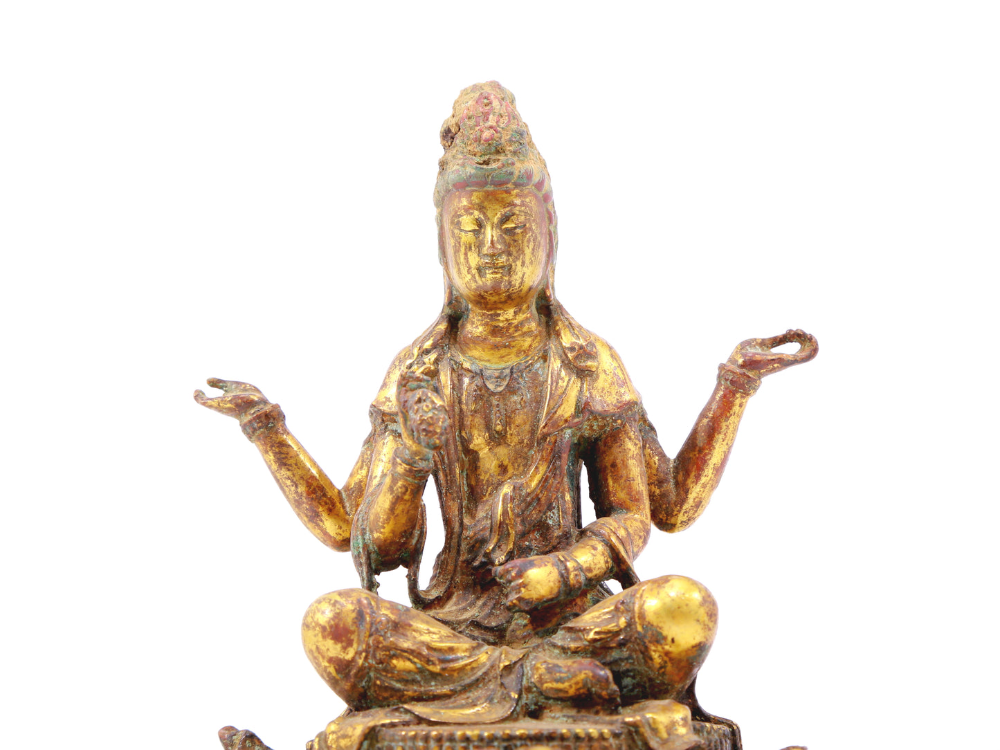 A sacred gilt bronze statue of Guanyin