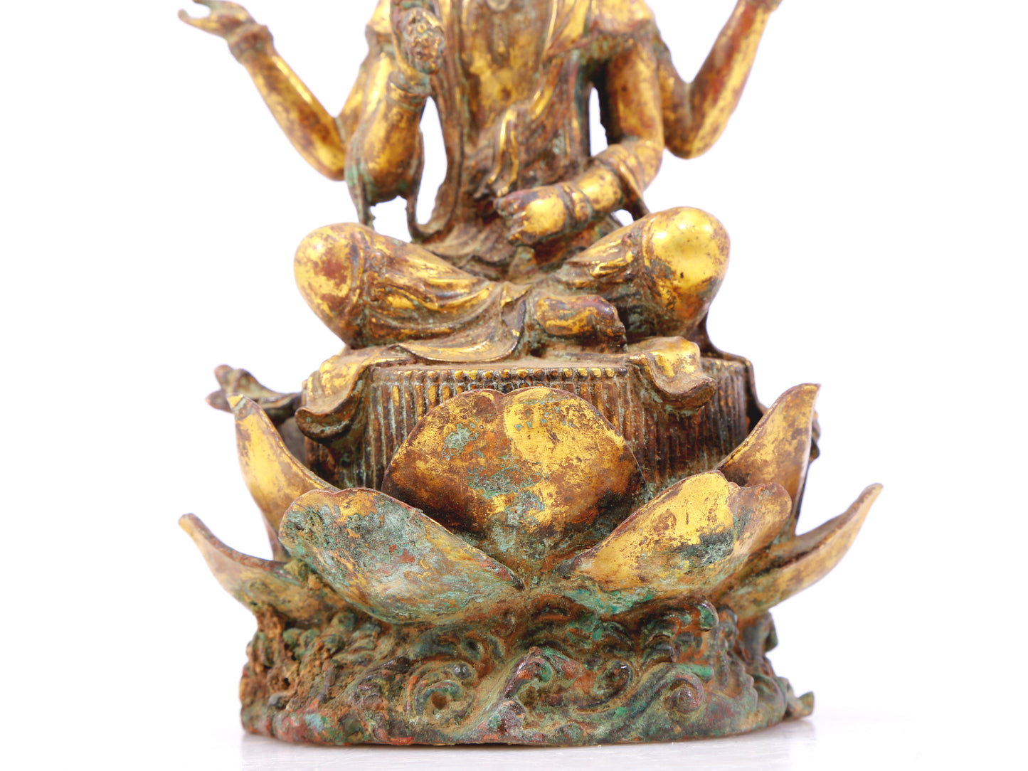 A sacred gilt bronze statue of Guanyin