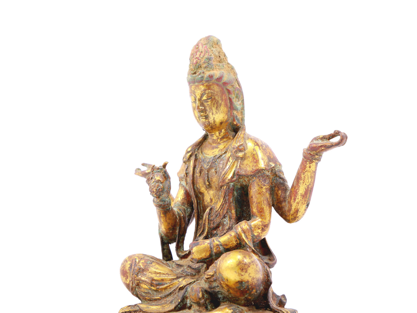 A sacred gilt bronze statue of Guanyin