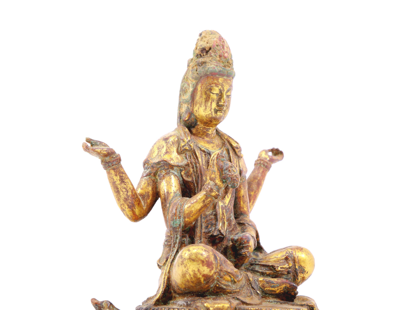 A sacred gilt bronze statue of Guanyin