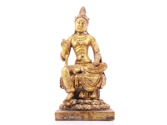 A sacred gilt bronze statue of Bodhisattva