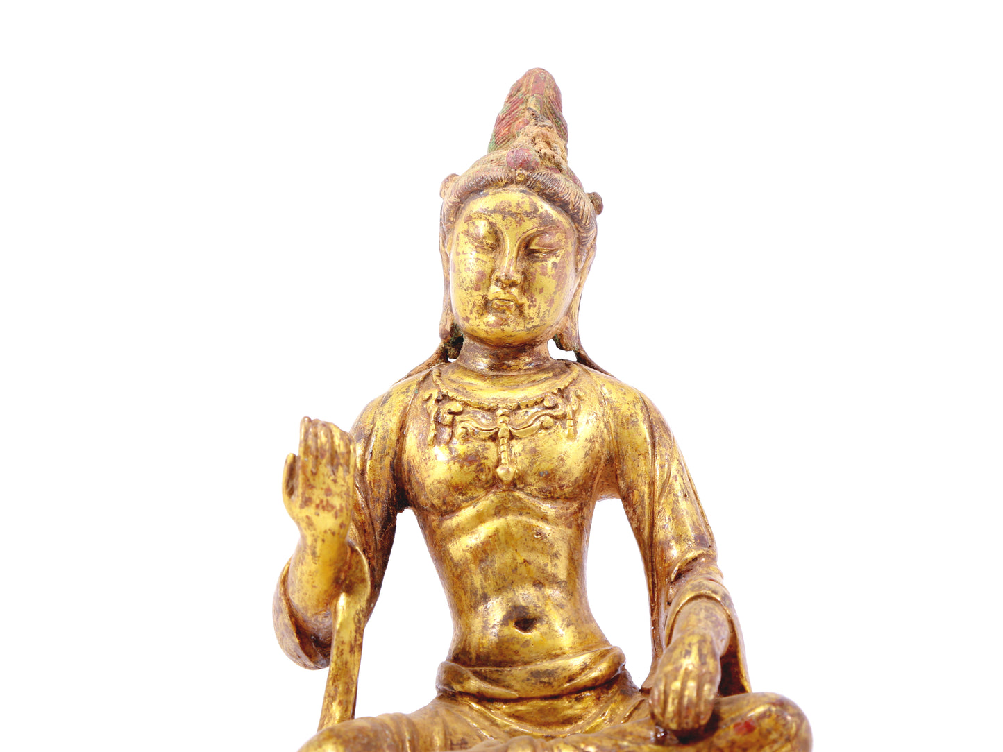 A sacred gilt bronze statue of Bodhisattva