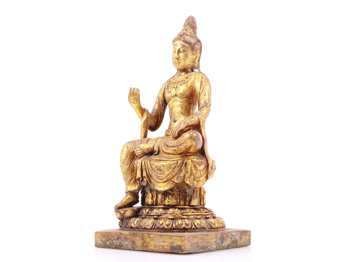 A sacred gilt bronze statue of Bodhisattva