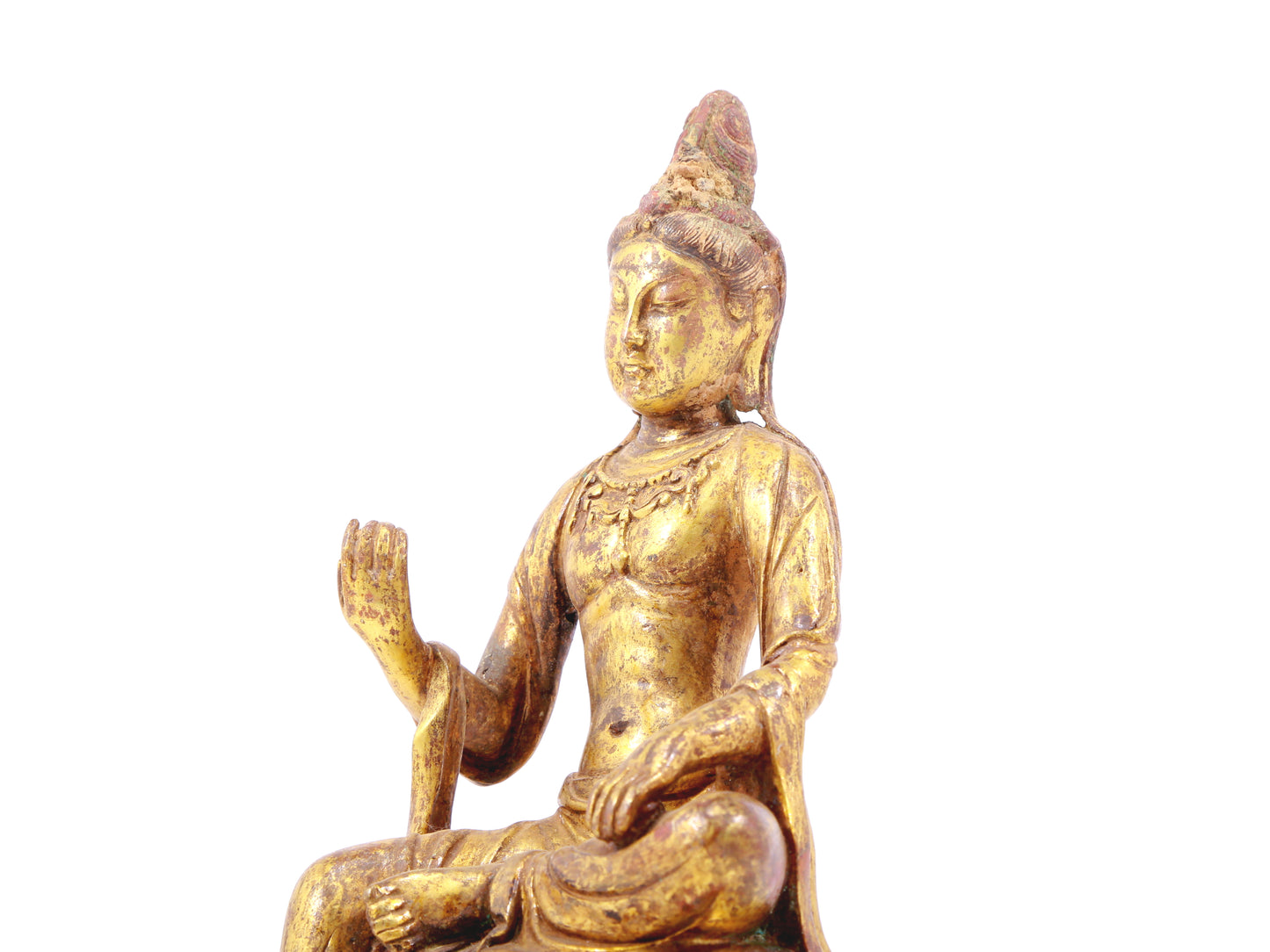 A sacred gilt bronze statue of Bodhisattva