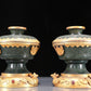 A Precious Pair Of Jasper Gold-Mounted 'Animal Mask' Bowls And Covers With Gilt-Bronze 'Phoenix' Stands