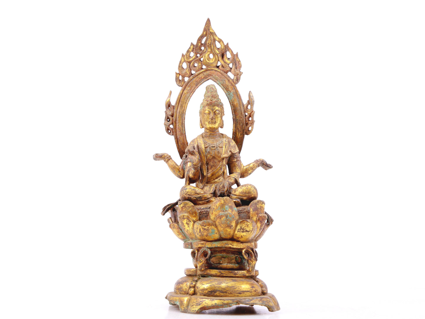 A sacred gilt bronze statue of Bodhisattva