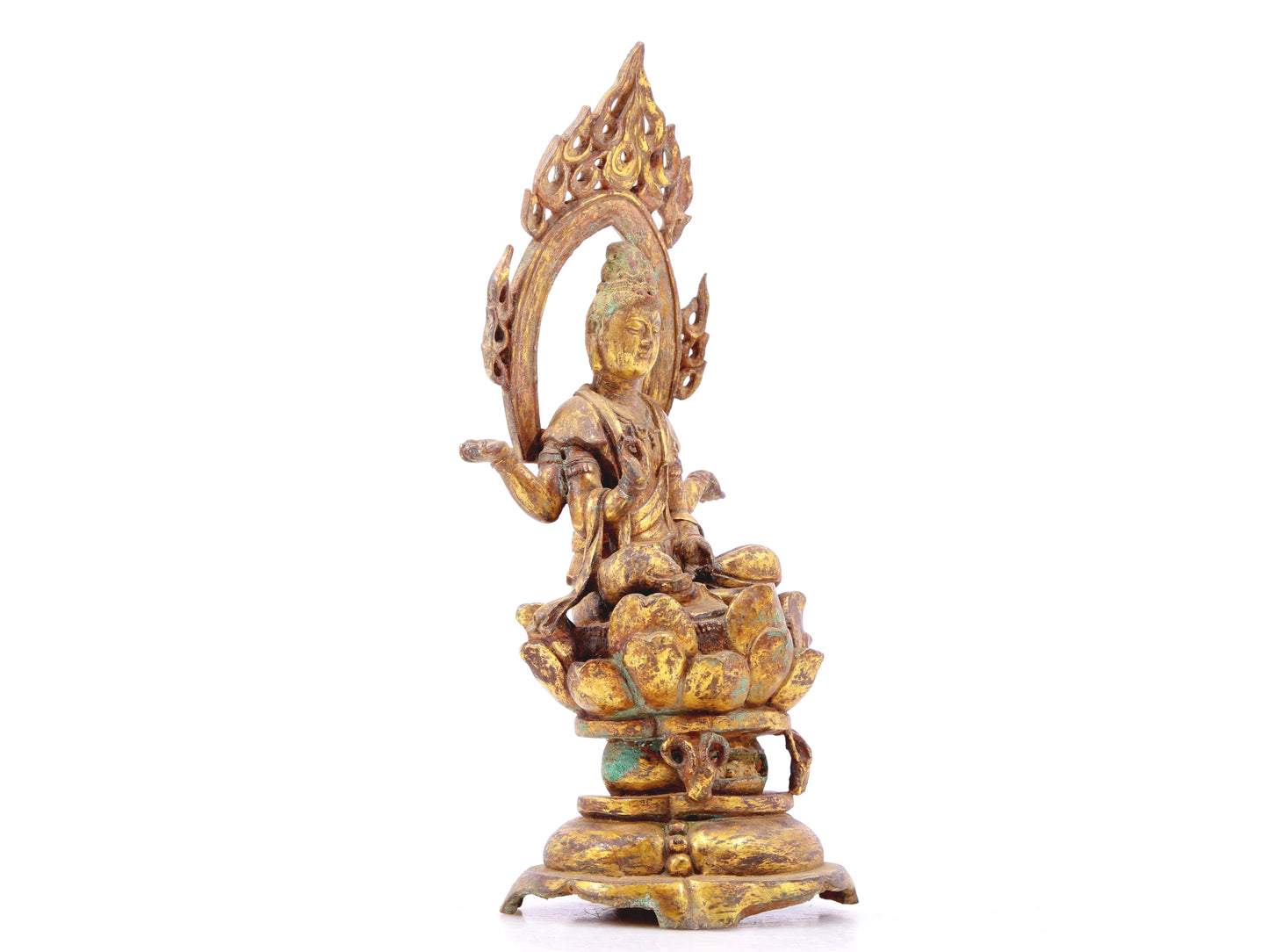 A sacred gilt bronze statue of Bodhisattva