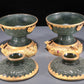 A Precious Pair Of Jasper Gold-Mounted 'Animal Mask' Bowls And Covers With Gilt-Bronze 'Phoenix' Stands