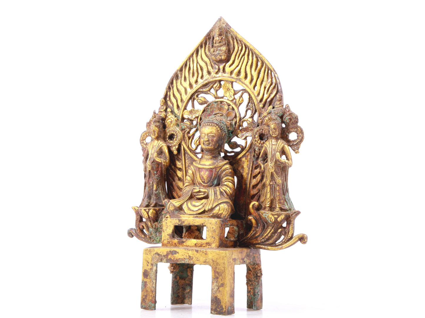 A sacred gilt bronze statue of Gautama Buddha