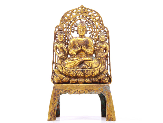 A sacred gilt bronze statue of Gautama Buddha