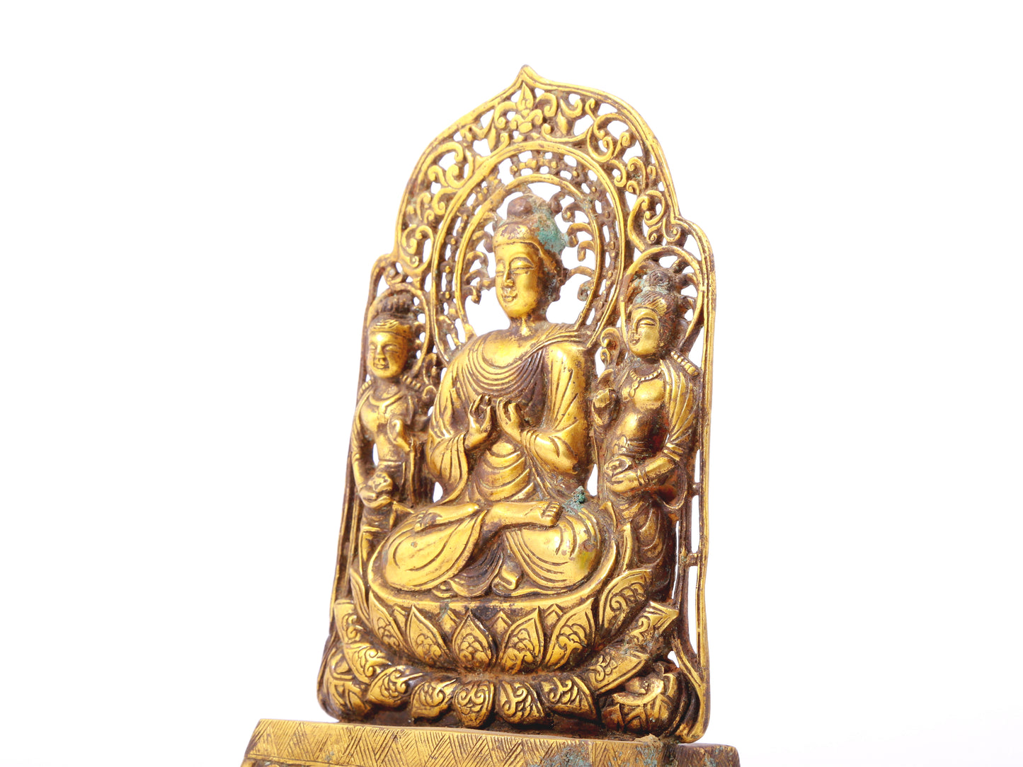 A sacred gilt bronze statue of Gautama Buddha