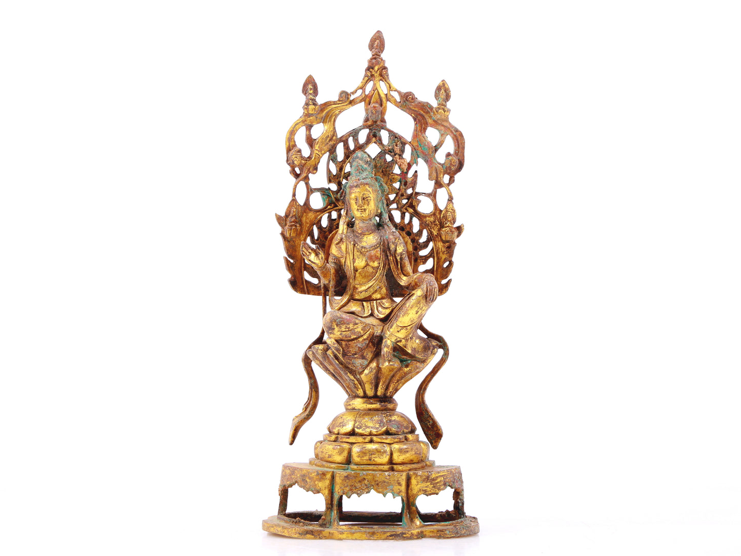 A sacred gilt bronze statue of Guanyin