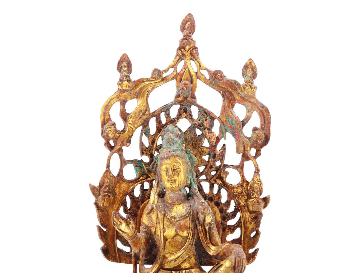 A sacred gilt bronze statue of Guanyin