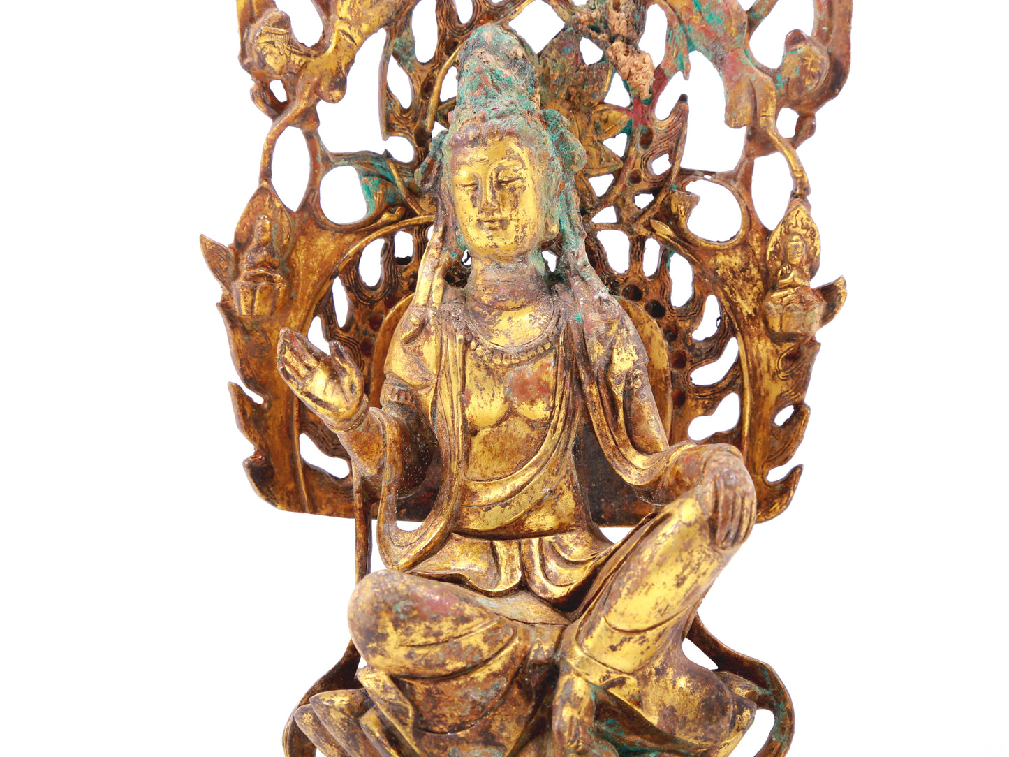 A sacred gilt bronze statue of Guanyin